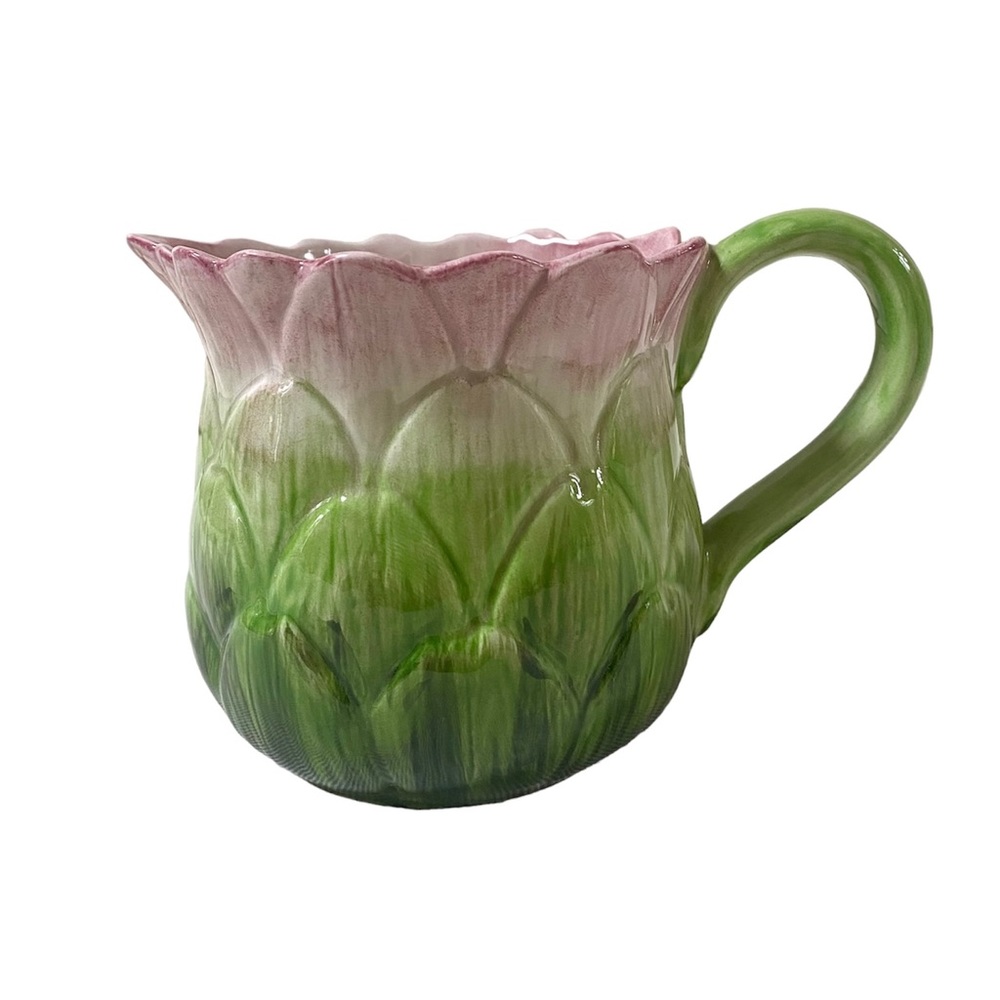 VINTAGE FITZ & FLOYD 1988 GARDEN ARTICHOKE VEGETABLE PITCHER 3 CUP 4.25”